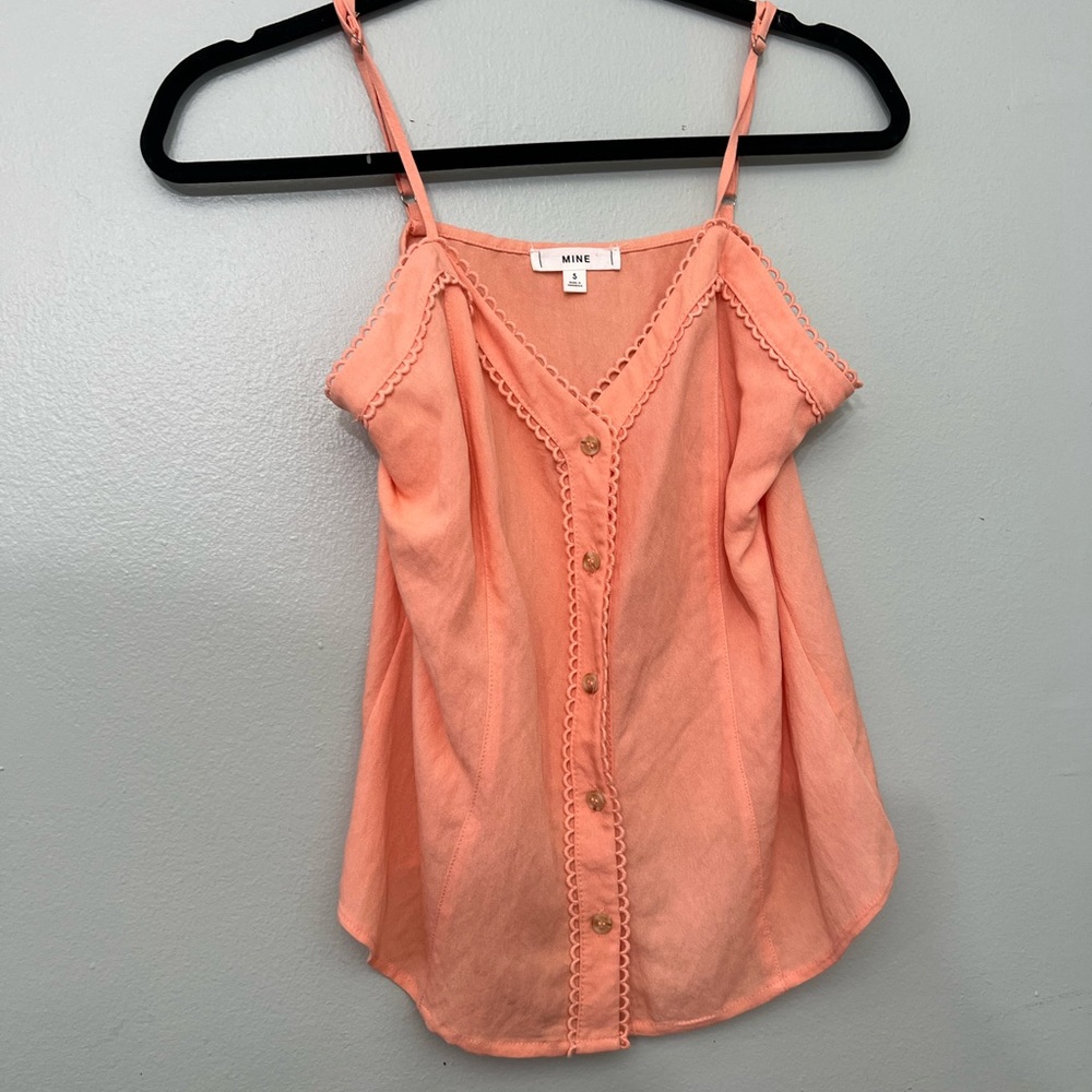 S Mine peach button down tank blouse